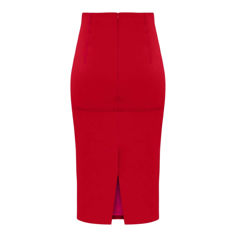 Thumbnail of Details Matter High-Waist Pencil Midi Skirt, Red image