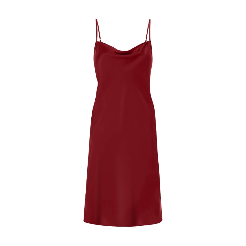 60S Silk Cowl Mini Slip Dress Red Anaphe Wolf Badger