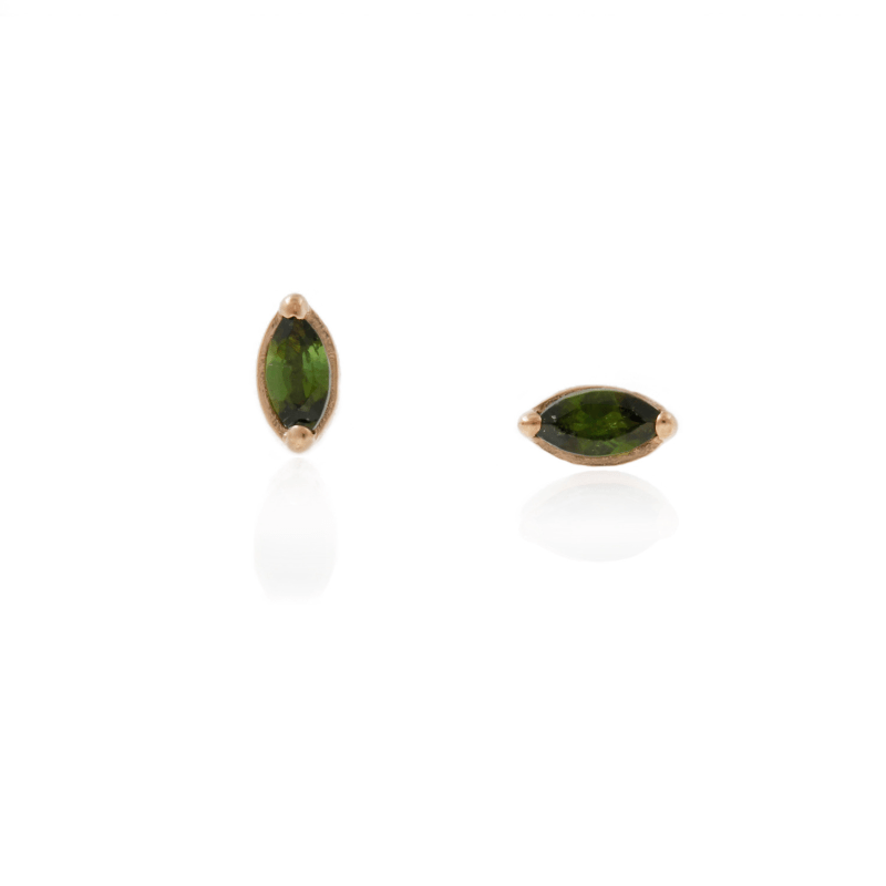 Thumbnail of Green Tourmaline Leaf Stud Earrings - Rose Gold image