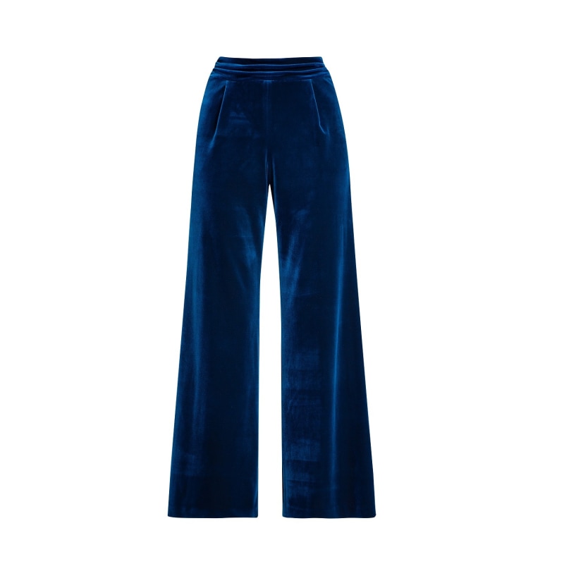 Thumbnail of Avery Velvet Wide-Leg Trousers In Royal Blue image