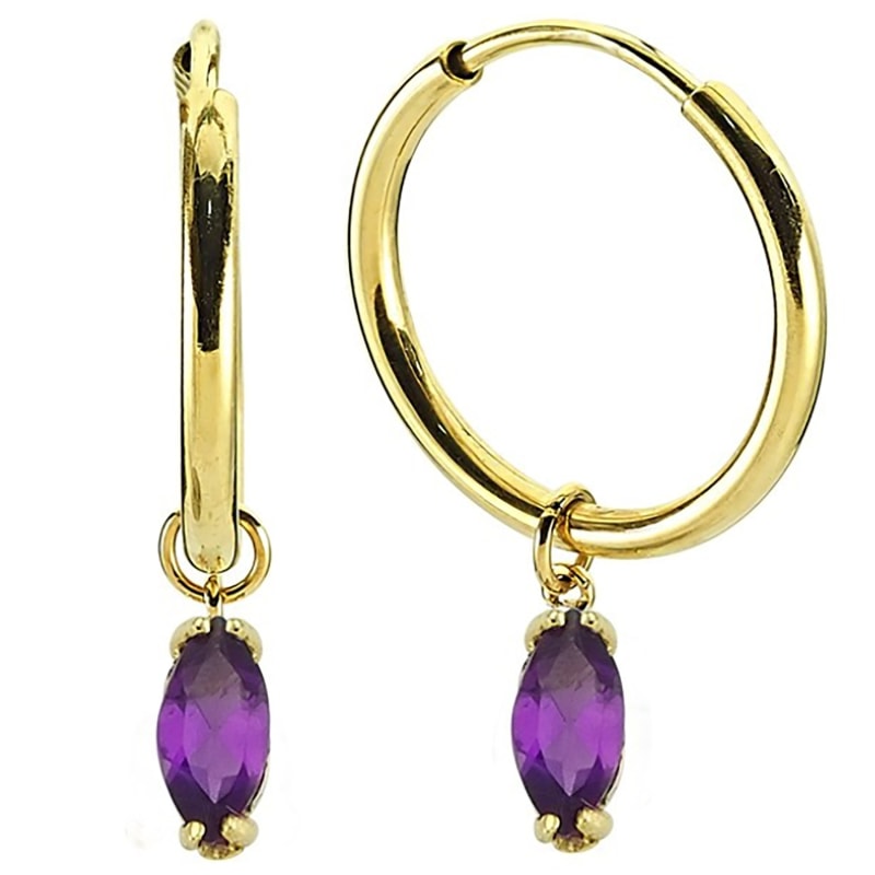 Thumbnail of Kissed Amethyst Hoops image