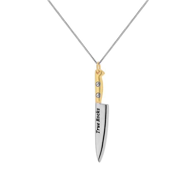 Thumbnail of New SS19 Knife Pendant In 18 Carat Gold & Silver Plated Detail & Chain image