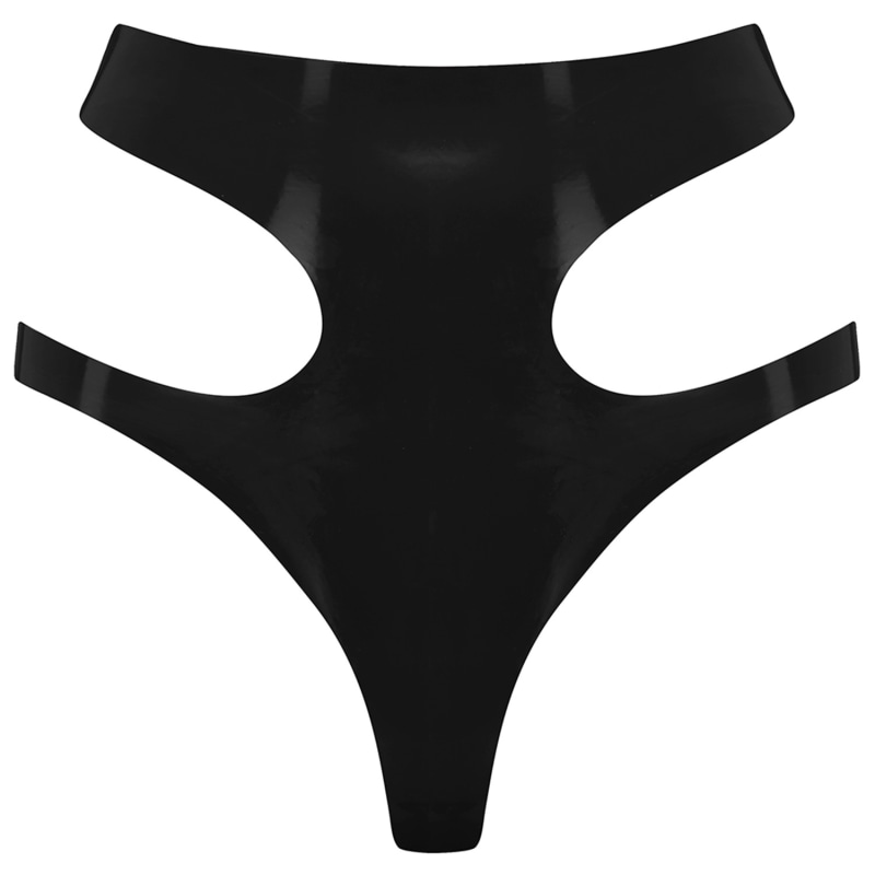 Thumbnail of Latex Cut Out Thong - Black image