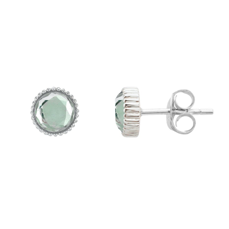 Thumbnail of Barcelona Silver August Birthstone Stud Earrings Green Amethyst image