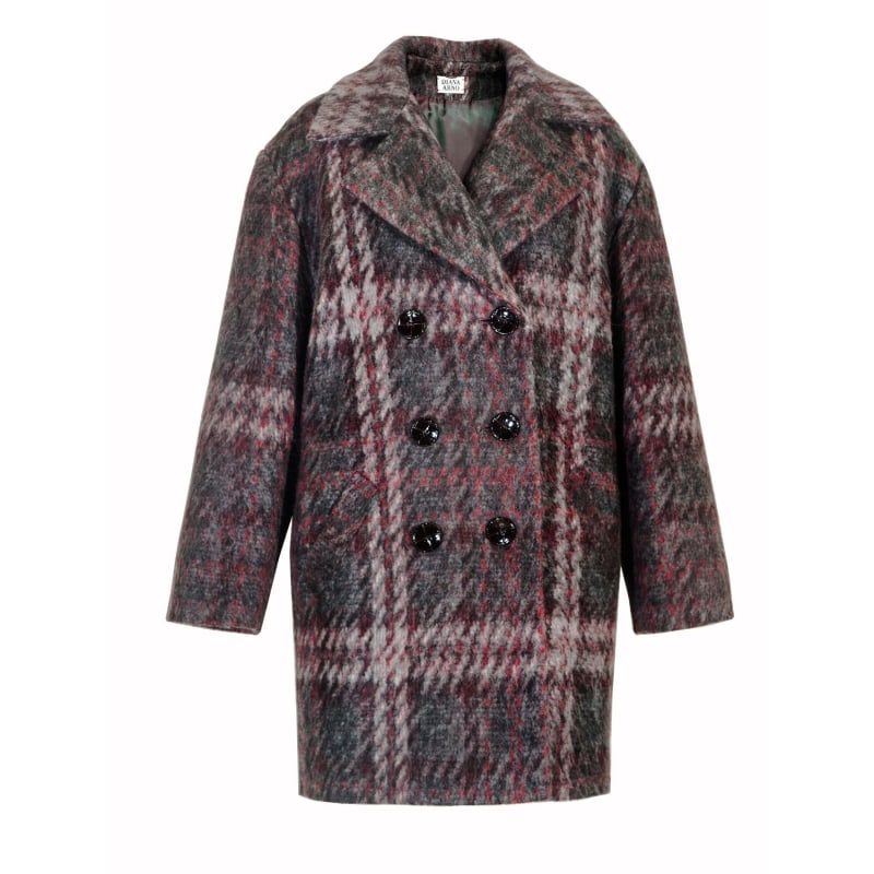 Thumbnail of Sally Brushed Coat In Red Check image