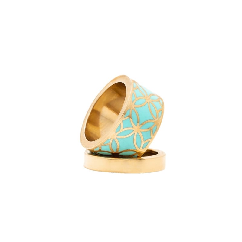 Thumbnail of Signature Gold Turquoise Resin Band Ring image