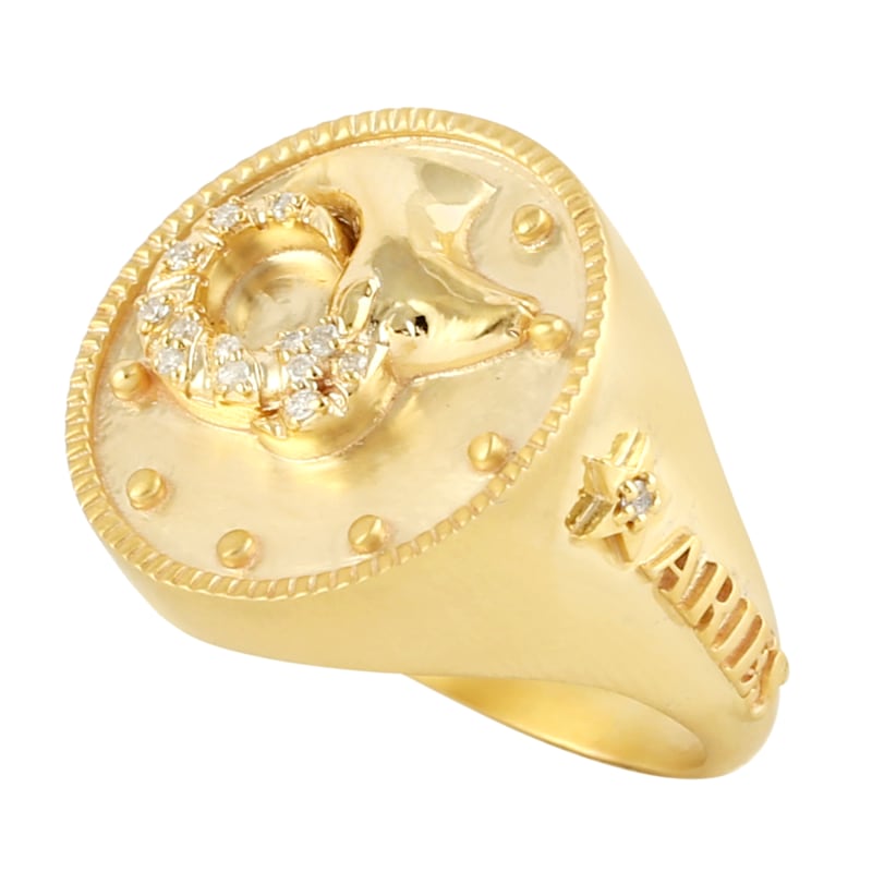 Thumbnail of Diamond Aries Ring Yellow Gold Handmade Jewelry Diamond Rings image