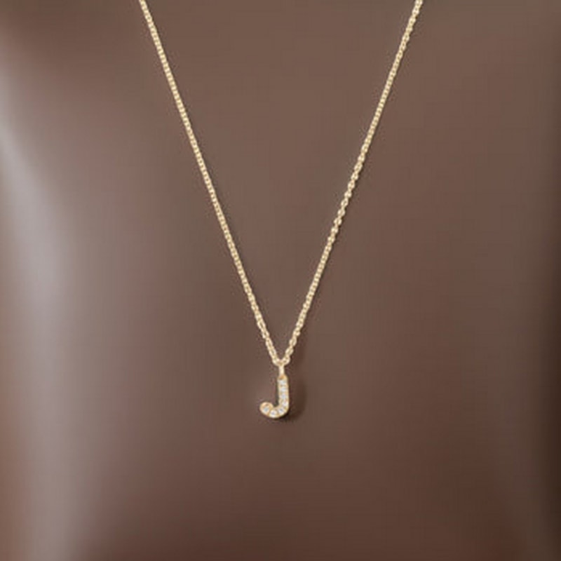 Diamond Initial J Necklace In Gold Cervin Blanc Wolf Badger