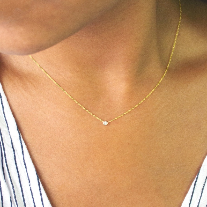Diamond Layering Necklace - Rose Gold - 16, Maya Brenner