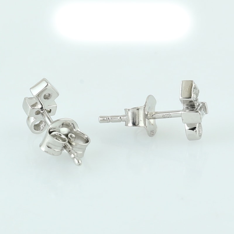 Thumbnail of 925 Sterling Silver In White Topaz Gemstone White Plated Minimal Stud Earrings image