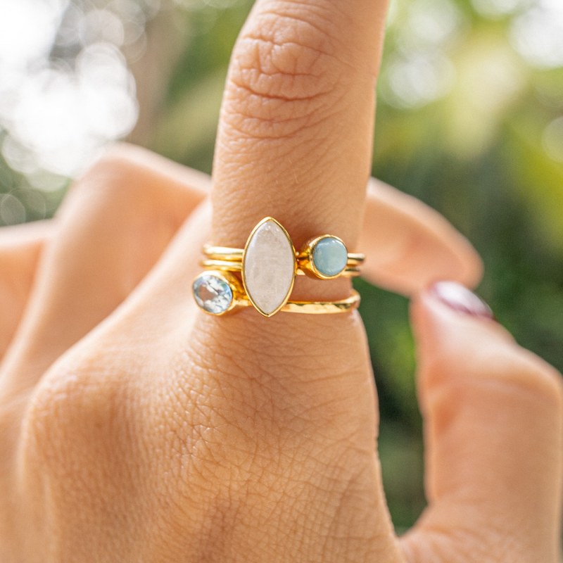 Dinky Larimar Gold Vermeil Gemstone Adjustable Ring CANTIK by Camilla Wolf Badger