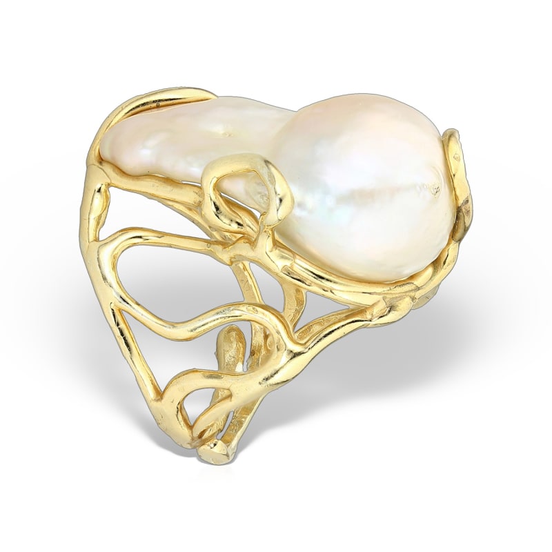 Thumbnail of Disorder Baroque Pearl Ring, Gold Vermeil image