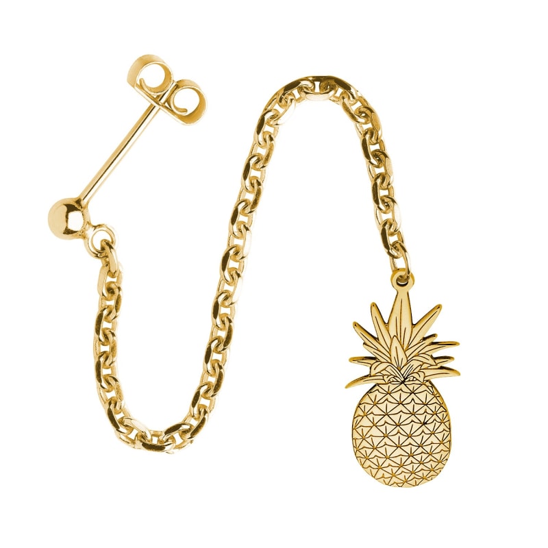 Thumbnail of Gold Pineapple Single Long Drop Earring image