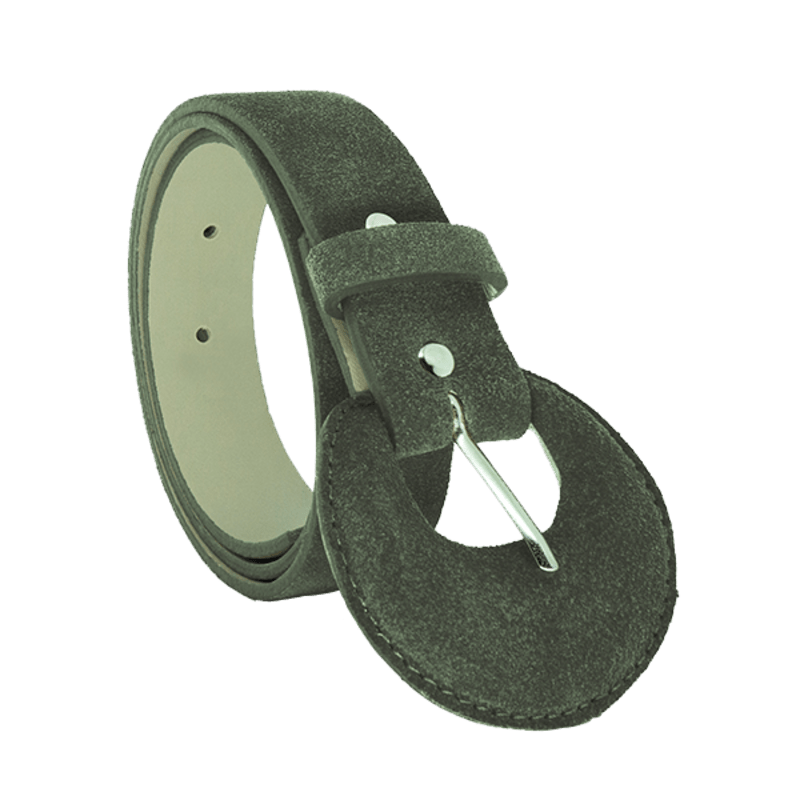 Thumbnail of Suede Half Moon Buckle Belt - Green image