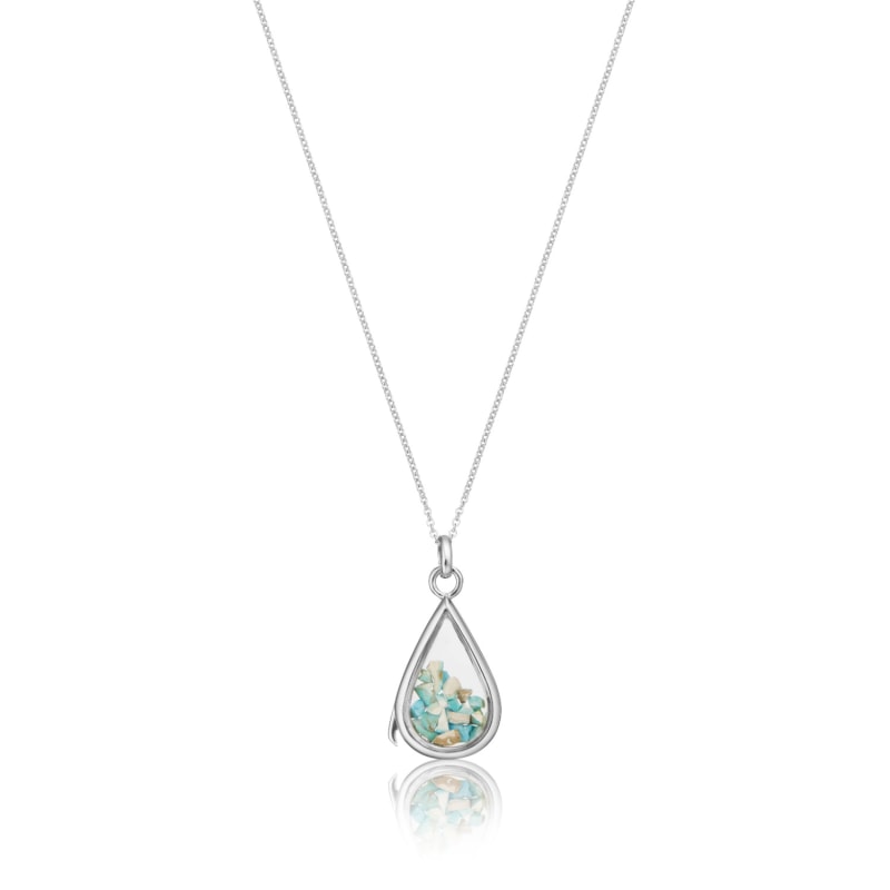 Thumbnail of Sterling Silver Turquoise Birthstone Teardrop Locket image