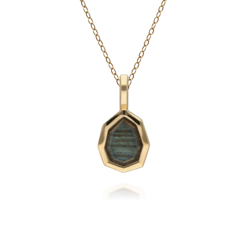 Thumbnail of Irregular Labradorite Pendant In Gold Plated Silver image