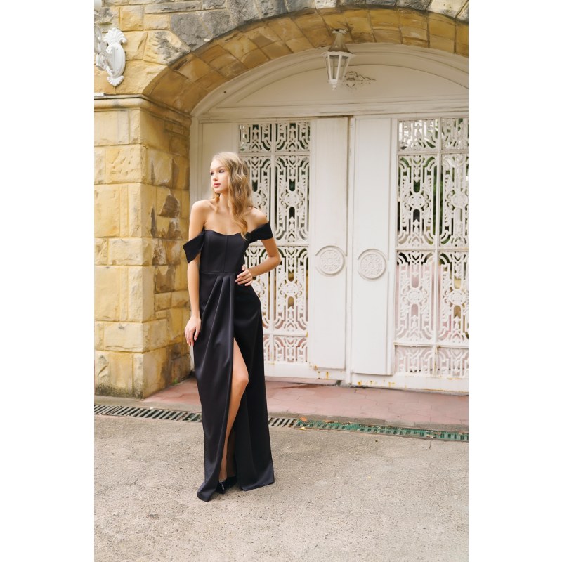 Thumbnail of Aleda Black Satin Maxi Dress image