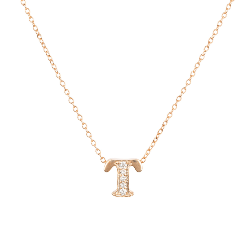 Thumbnail of Diamond Initial Letter Pendant Necklace Rose Gold T image