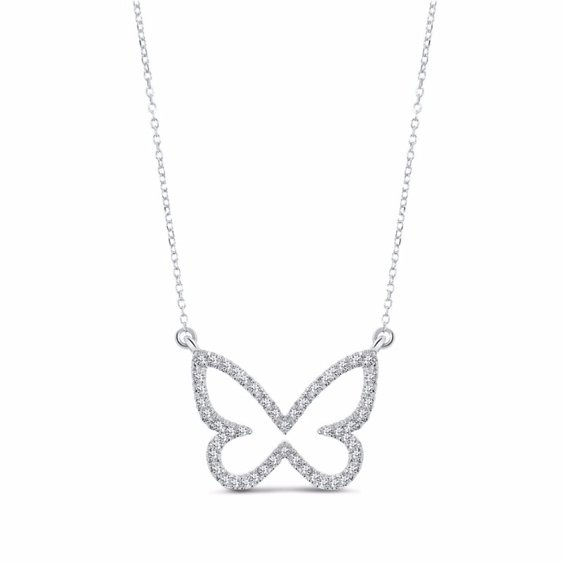 Thumbnail of Butterfly Diamond Necklace 14K White Gold image