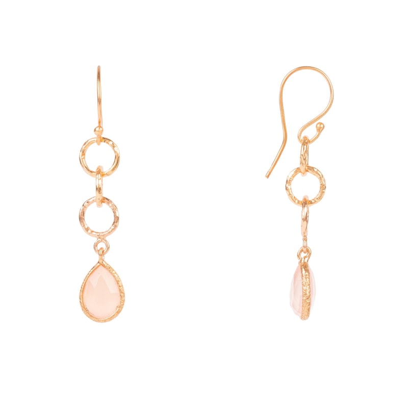 Thumbnail of Linked Gemstone Drop Earrings Rose Gold Rose Quartz image