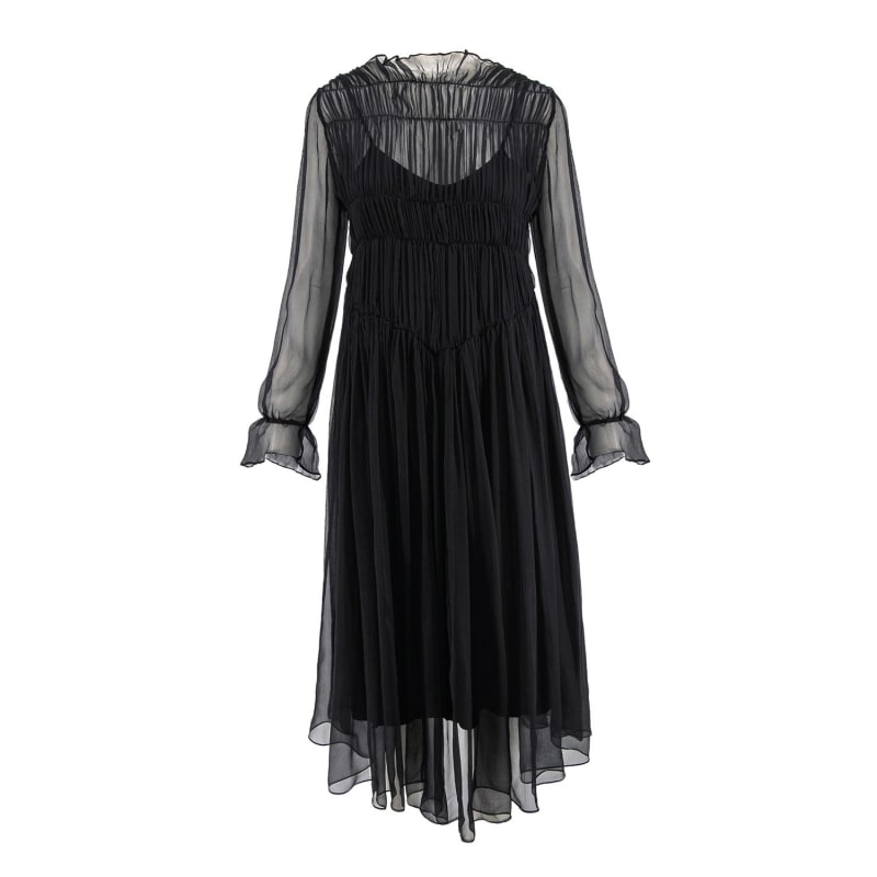 Thumbnail of Christina Midi Black Silk Dress image