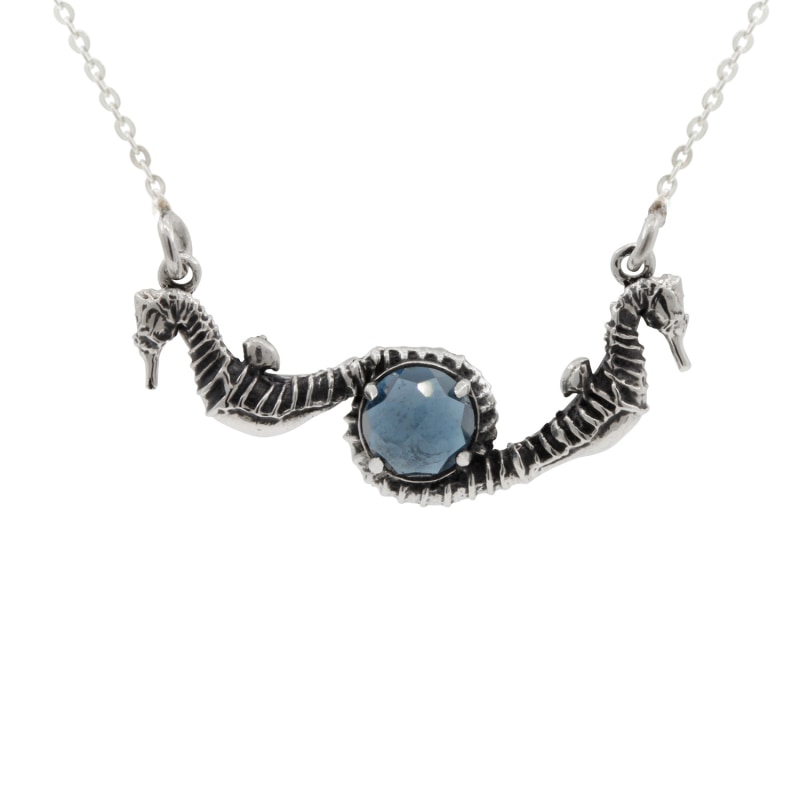 Thumbnail of Seahorse Blue Topaz Necklace – Silver image