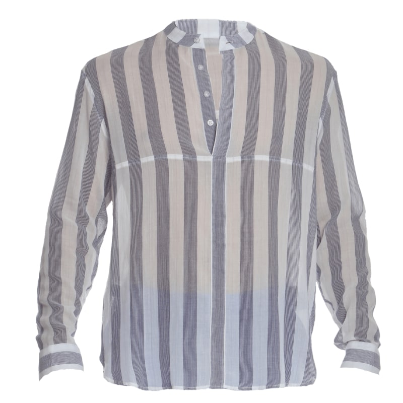 Thumbnail of Long Sleeve Shirt White/Navy Stripe image