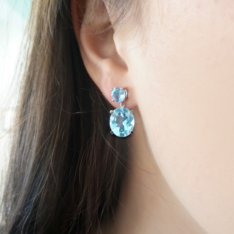 Thumbnail of Sky Blue Topaz Drop Earrings image