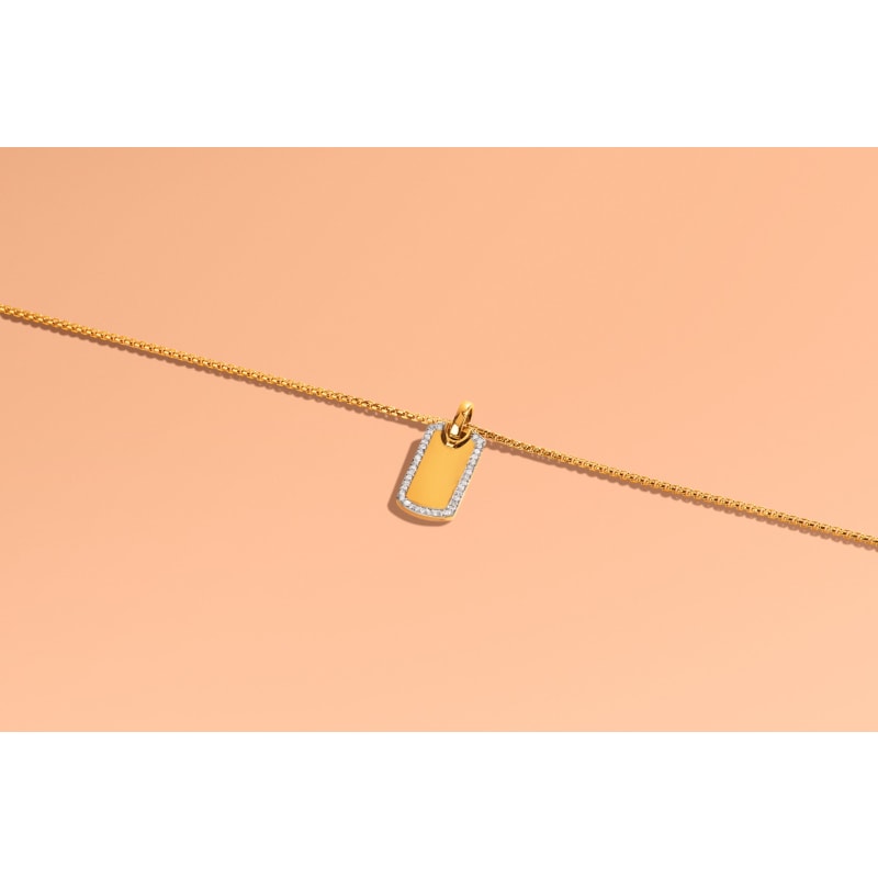 Thumbnail of Dog Tag Stirrup Necklace In Solid Gold By Vincent Peach image