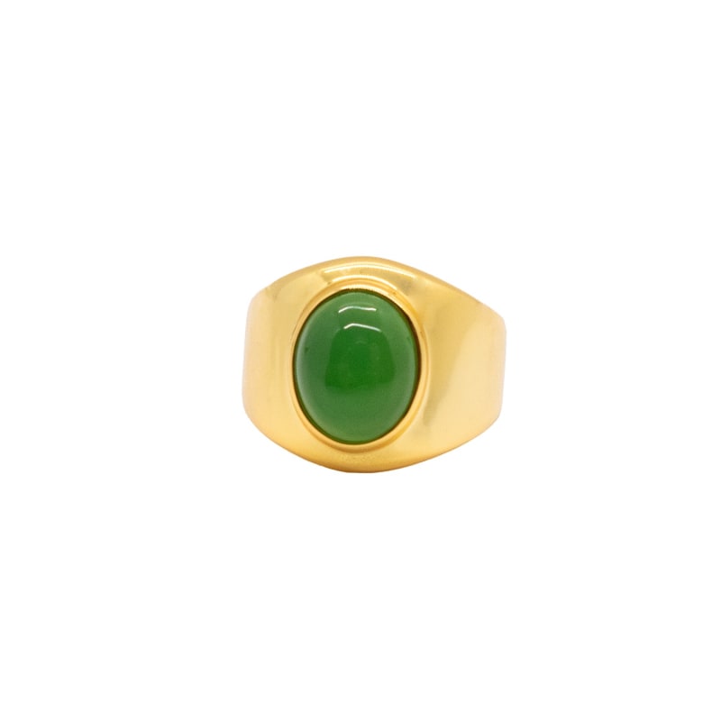 Thumbnail of Dome Green Chalcedony Signet Ring image