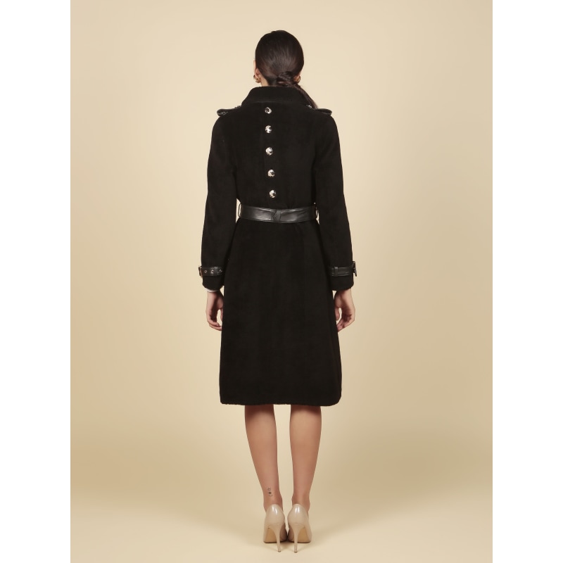 Thumbnail of 'Loren' 100% Wool Trench Coat - Black image