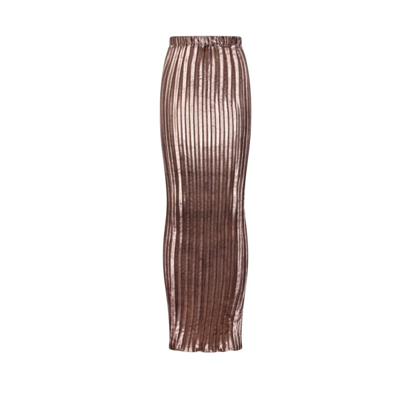Metallic pleated maxi skirt outlet