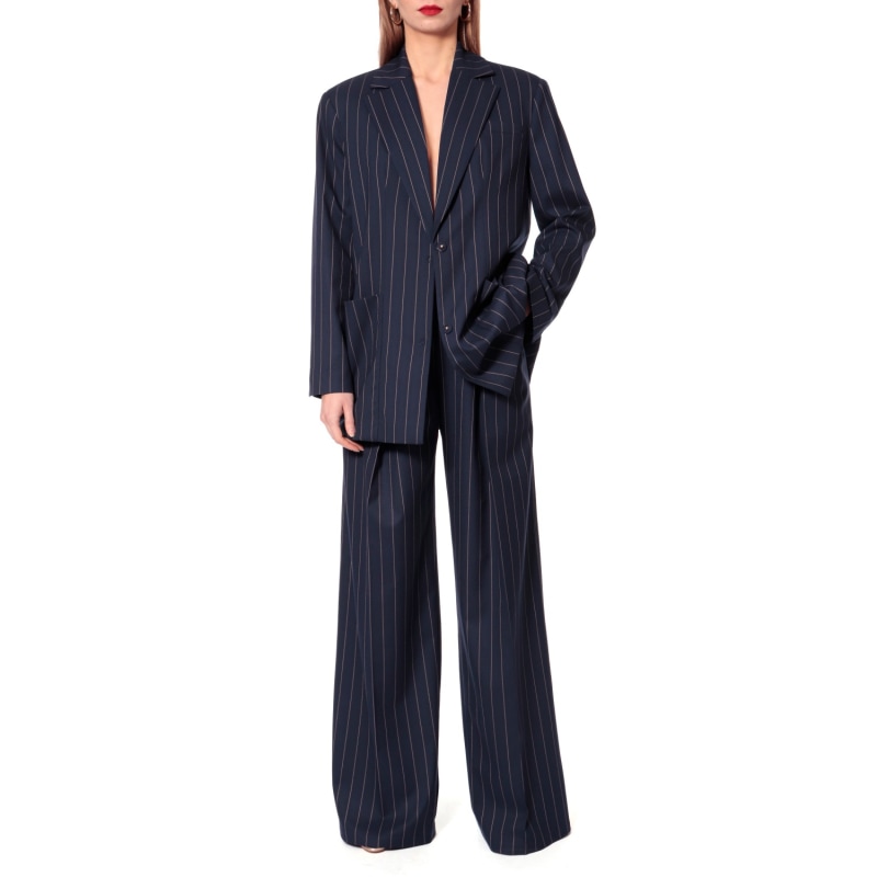 Thumbnail of Dora Mood Indigo Oversized Tennis Stripe Long Blazer image