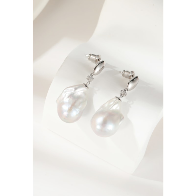 Thumbnail of Doris Sterling Silver Natural Baroque Pearl Drop Earrings image