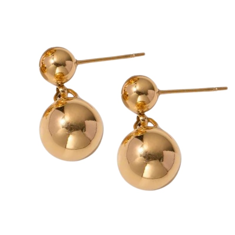 Gold dangle ball earrings store