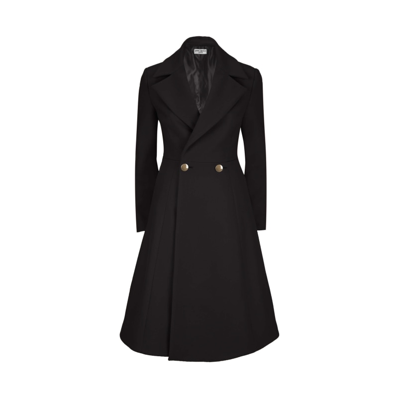 Double Breasted A Line Coat Black | James Lakeland | Wolf & Badger