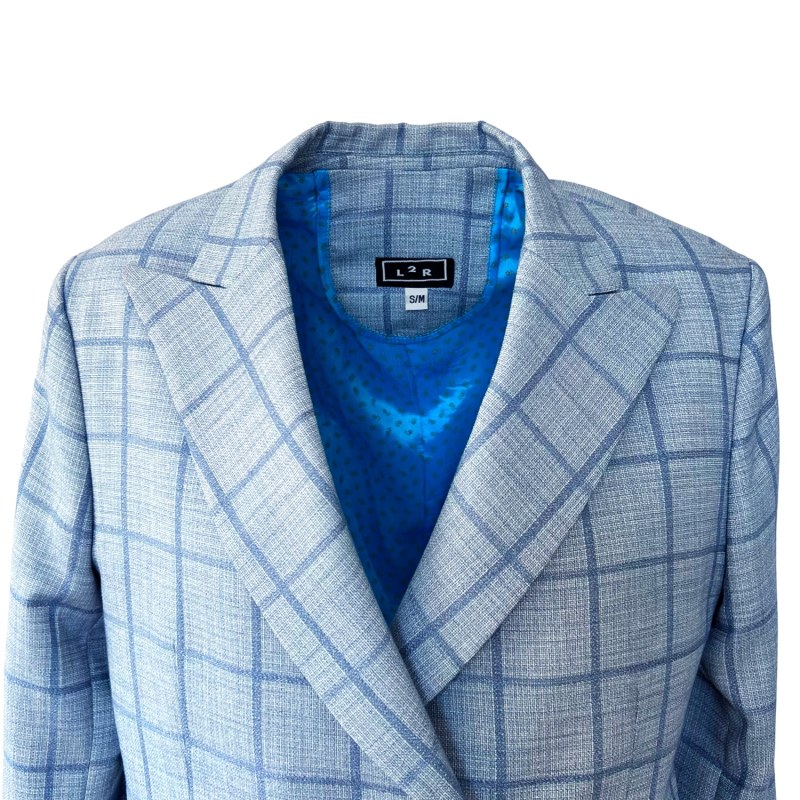 Thumbnail of Double-Breasted Blazer In Light Blue Plaid image