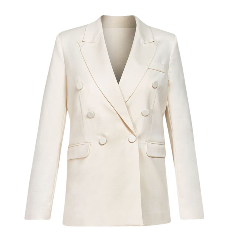 Double Breasted Blazer In White by Cliche Reborn