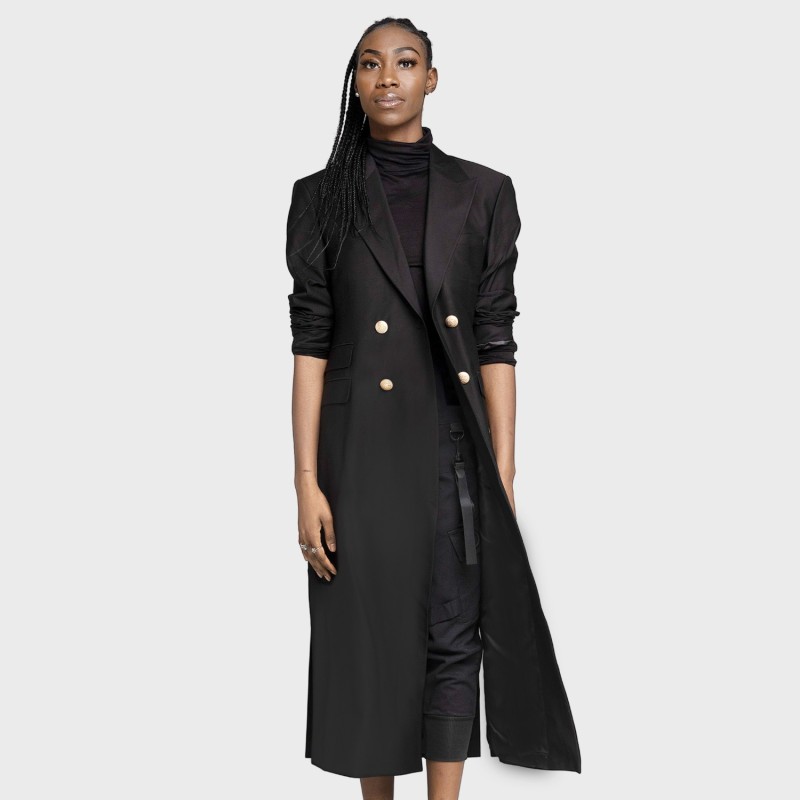 Double Breasted Blazer Trench Coat Black Women | BLESS BY BLESS