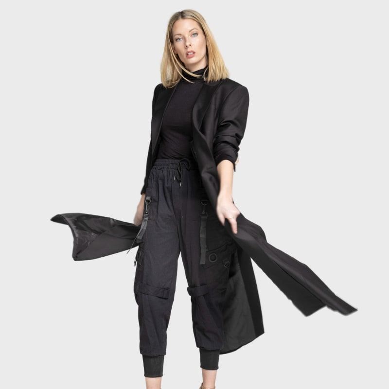 Thumbnail of Double Breasted Blazer Trench Coat Black Women image