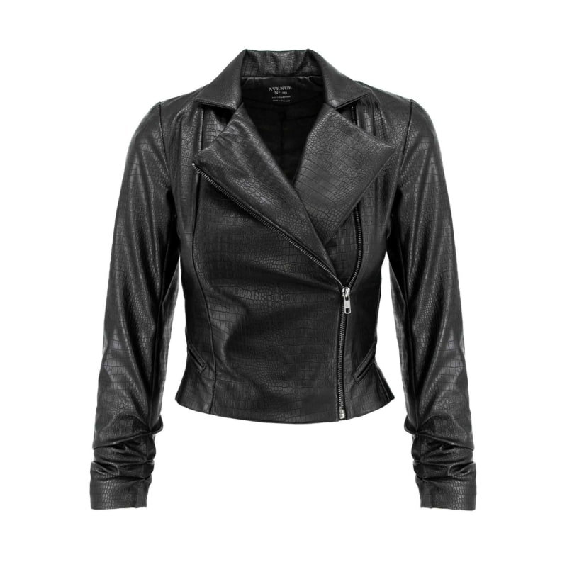 Double Breasted Eco Leather Jacket With Zipper by AVENUE No.29