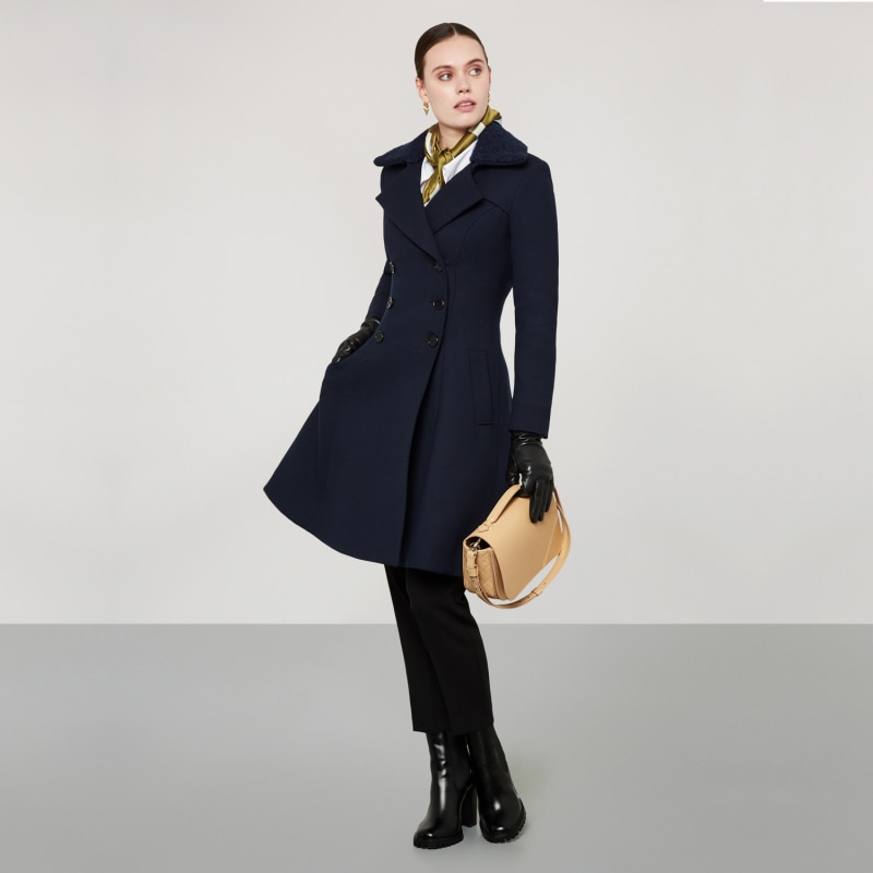 Thumbnail of Double Breasted Flared Coat - Navy image