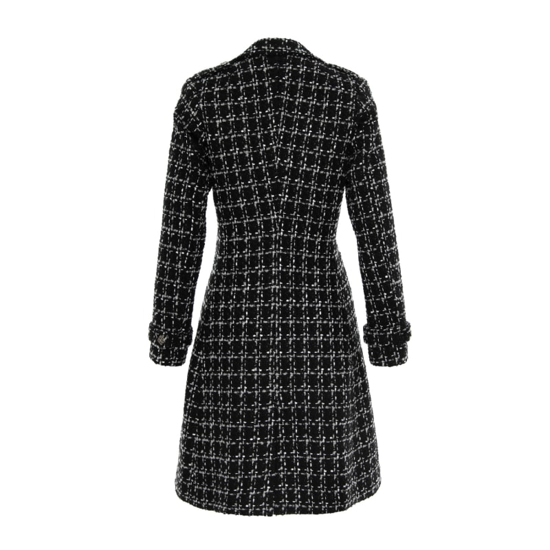 Double Breasted Military Coat With Contrast Buttons Black & White
