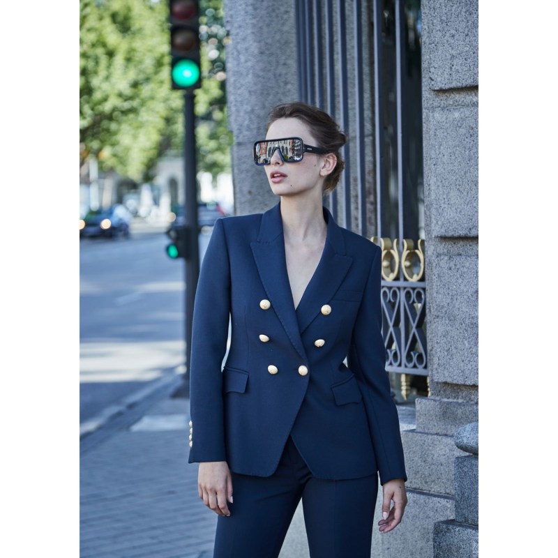 Thumbnail of Double Breasted Premium Crepe Navy Blazer London image