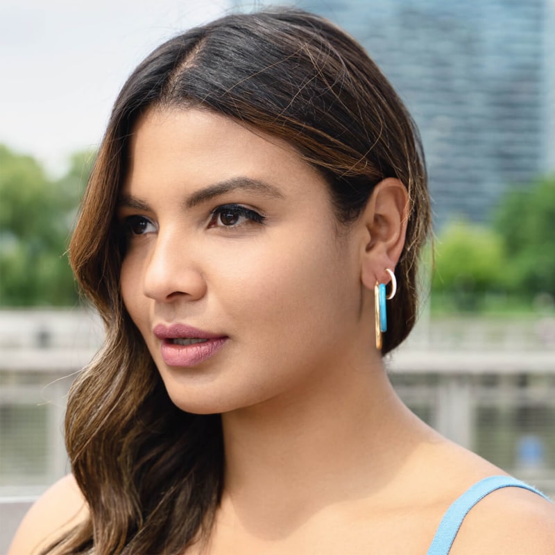 Thumbnail of Double Oval Enamel Hoop Earrings In Pink image