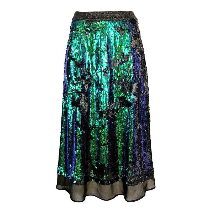 Green sequin embellished wrap midi clearance skirt