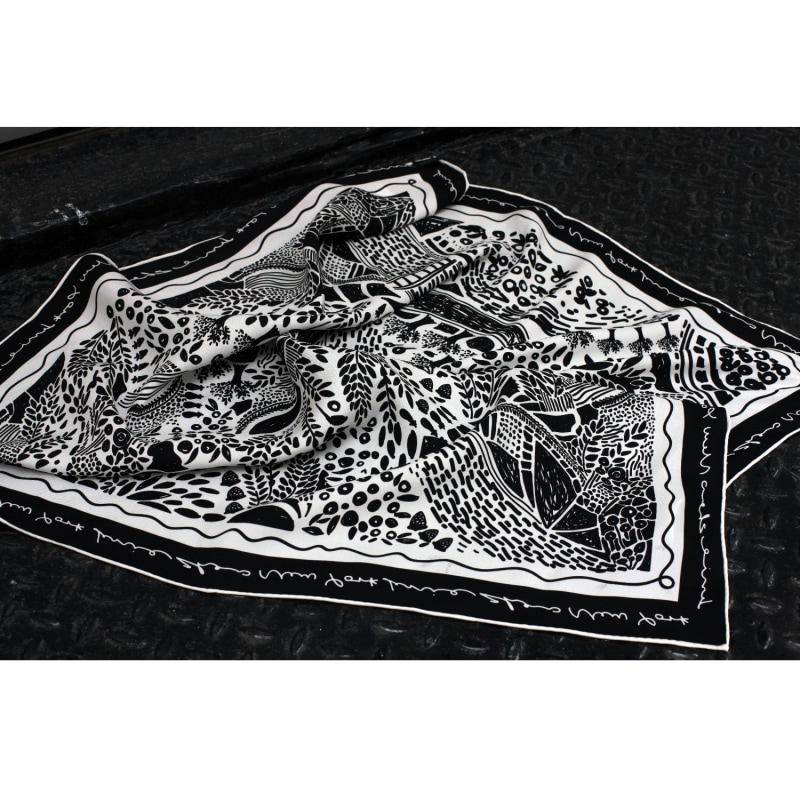 Thumbnail of Double Sided Silk Scarf Of Black Garden image