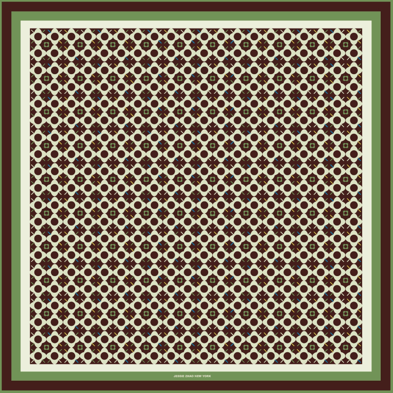 Thumbnail of Double Sided Silk Scarf Of Polka Dot Bloom - Brown image