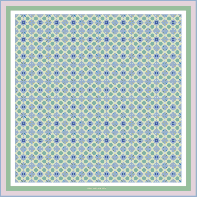 Thumbnail of Double Sided Silk Scarf Of Polka Dot Bloom - Green image