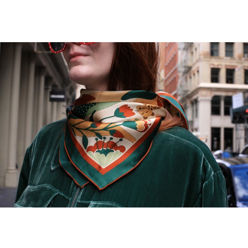 Thumbnail of Double Sided Silk Scarf Of Green Wonderland image